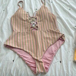 Dippin Daisies Striped Pink One-Piece Swimsuit